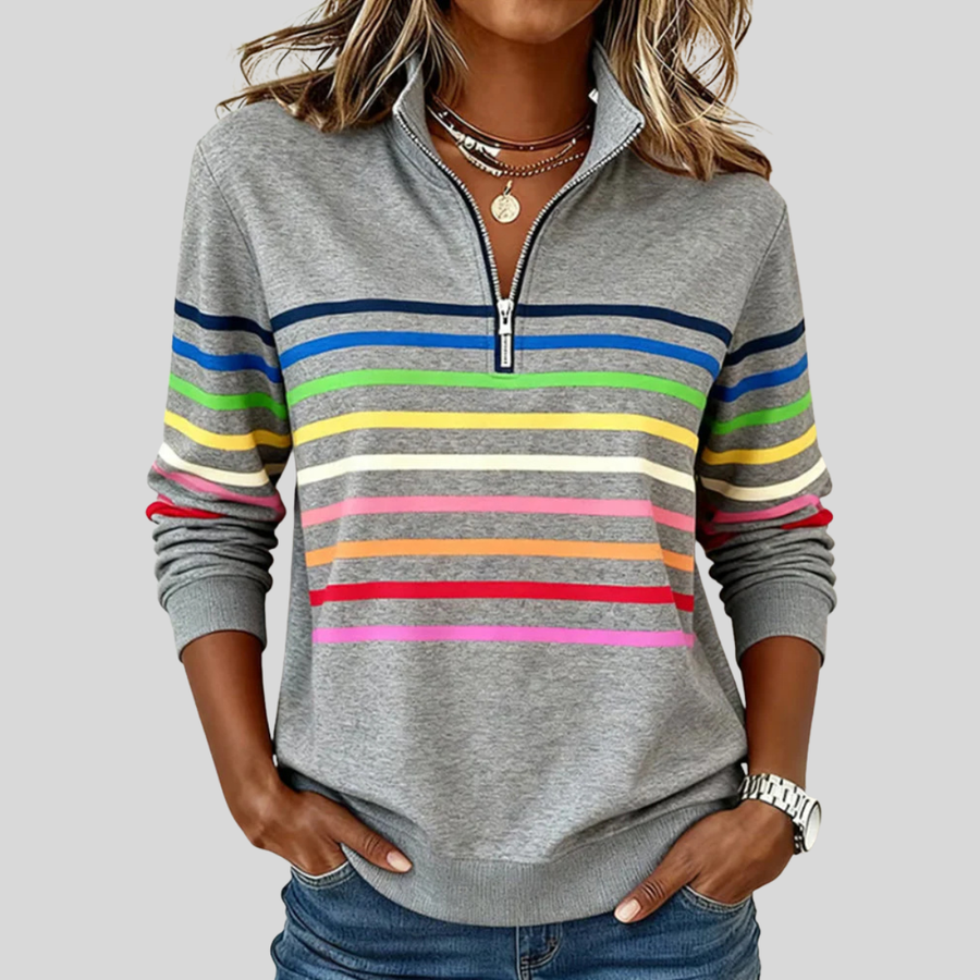 Annabelle | Striped Quarter-Zip Sweatshirt