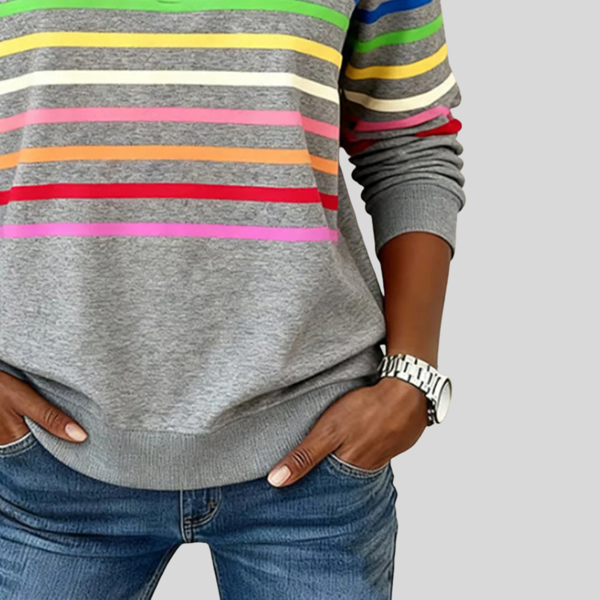 Annabelle | Striped Quarter-Zip Sweatshirt