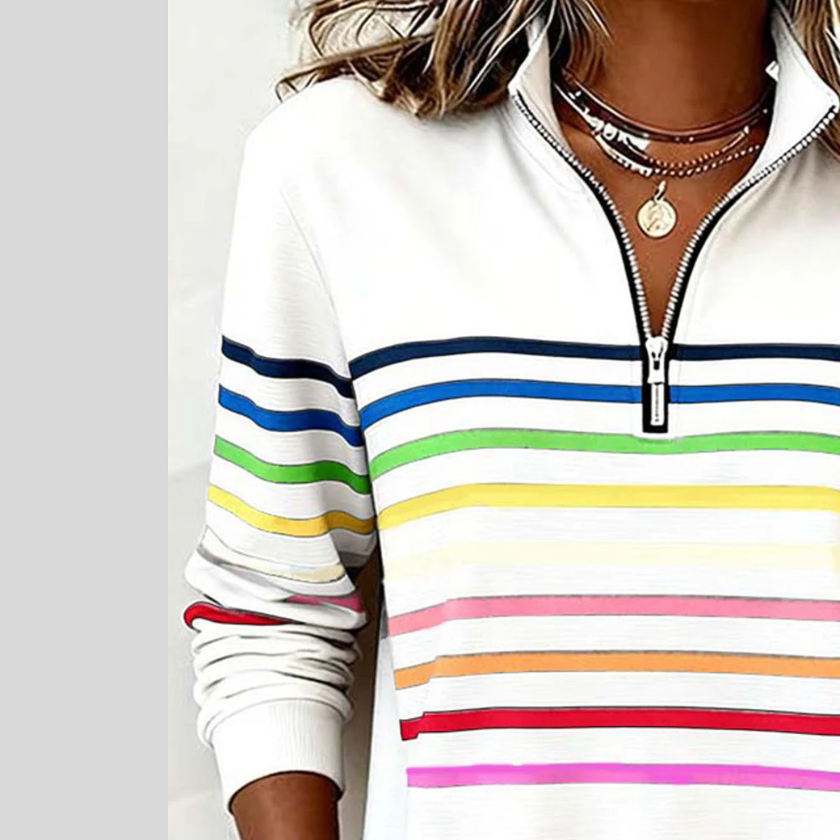 Annabelle | Striped Quarter-Zip Sweatshirt