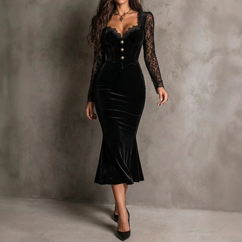 Viviana | Elegant Velvet Lace Dress