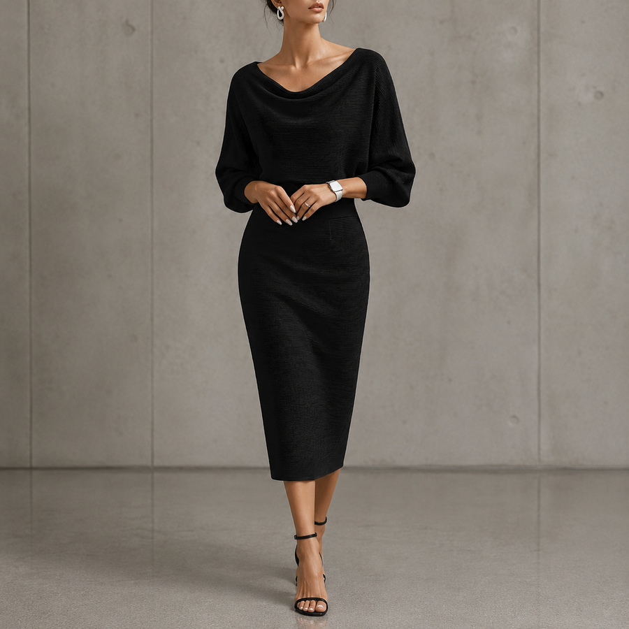 Lydia | Draped Batwing-Sleeve Dress for Women