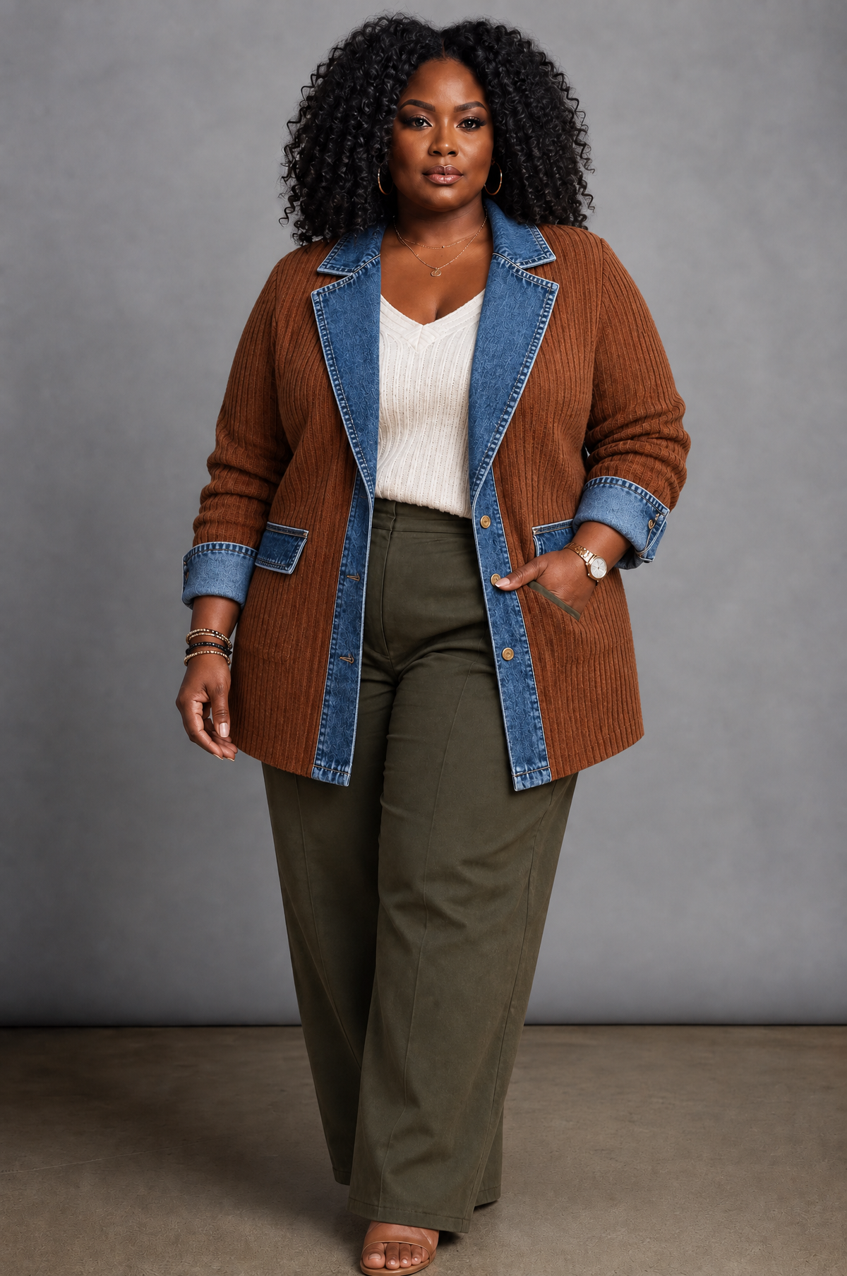 Elaine | Elegant Layered Collar Button Jacket