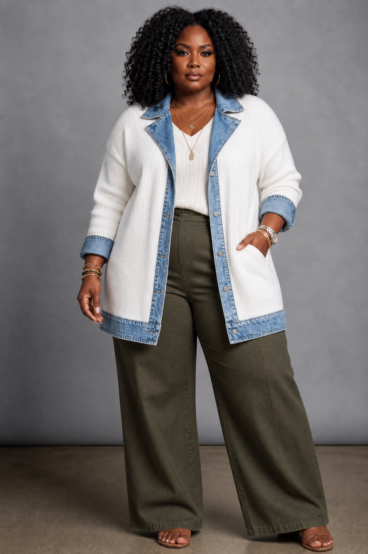 Elaine | Elegant Layered Collar Button Jacket