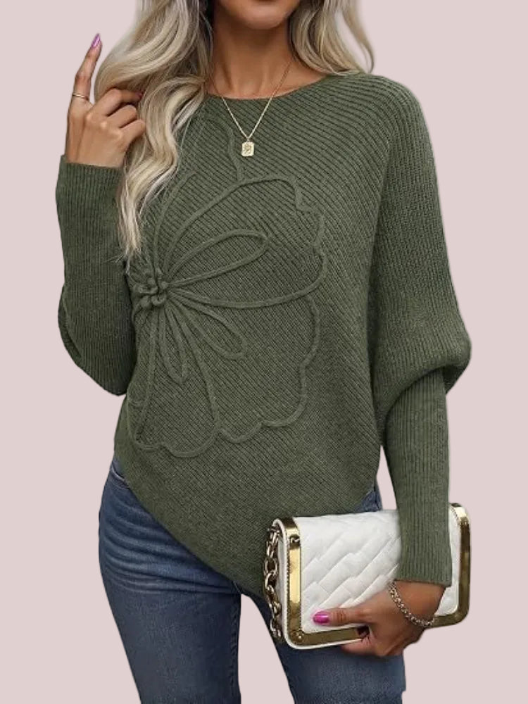 ✨Women's Floral Asymmetrical Knit Poncho Sweater